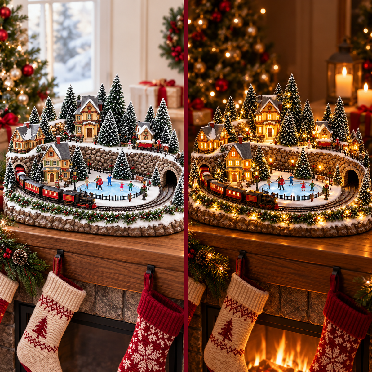 đ„ LAST DAY 49% OFF đ„ Animated Holiday Train & Ice Rink Scene âš