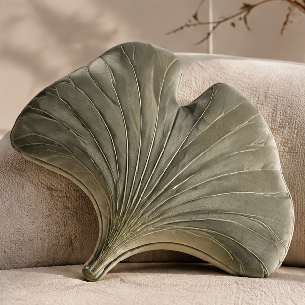 FLORAZN Ginkgo Leaf Shaped Velvet Pillow