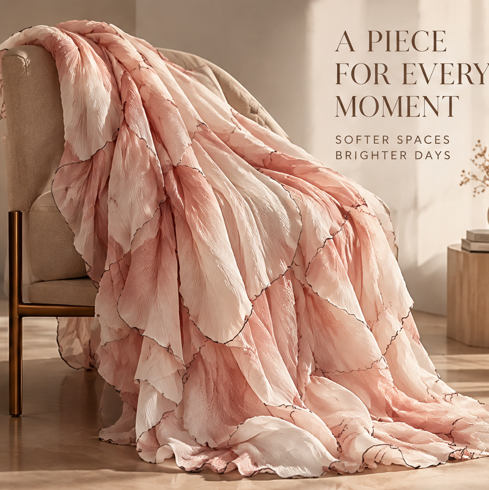 FLORAZN Lightweight Pleated Throw Blanket