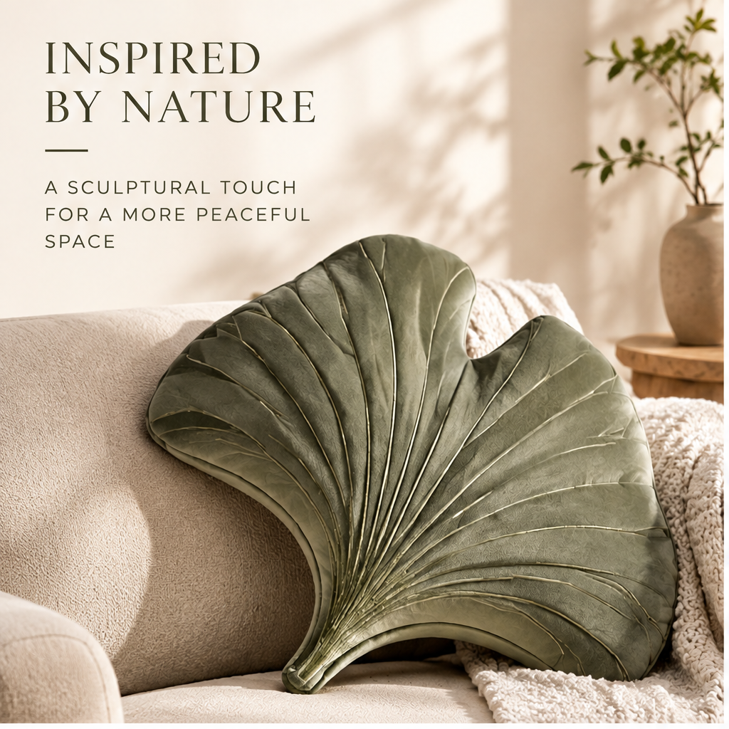 FLORAZN Ginkgo Leaf Shaped Velvet Pillow