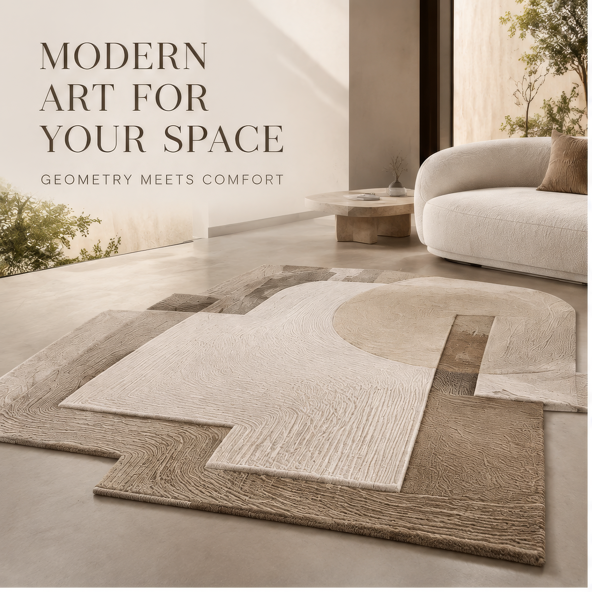 FLORAZN Modern Geometric Art Area Rug