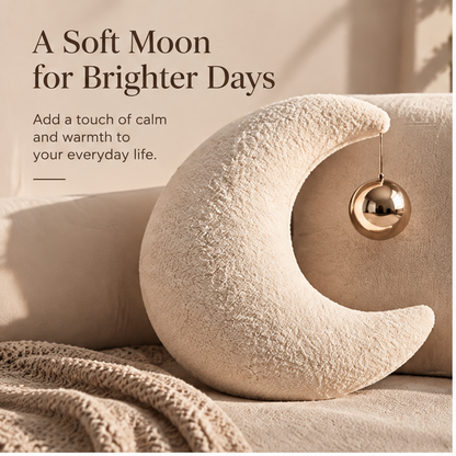 FLORAZN Soft Plush Moon Shaped Cushion