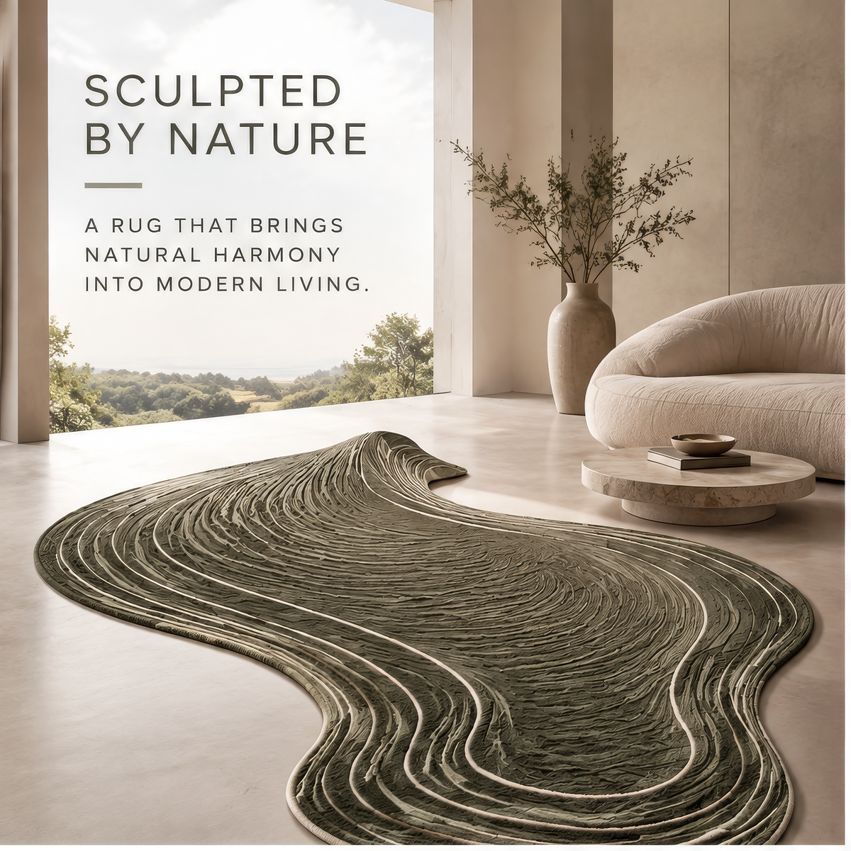 FLORAZN Sculpted Organic Modern Area Rugs
