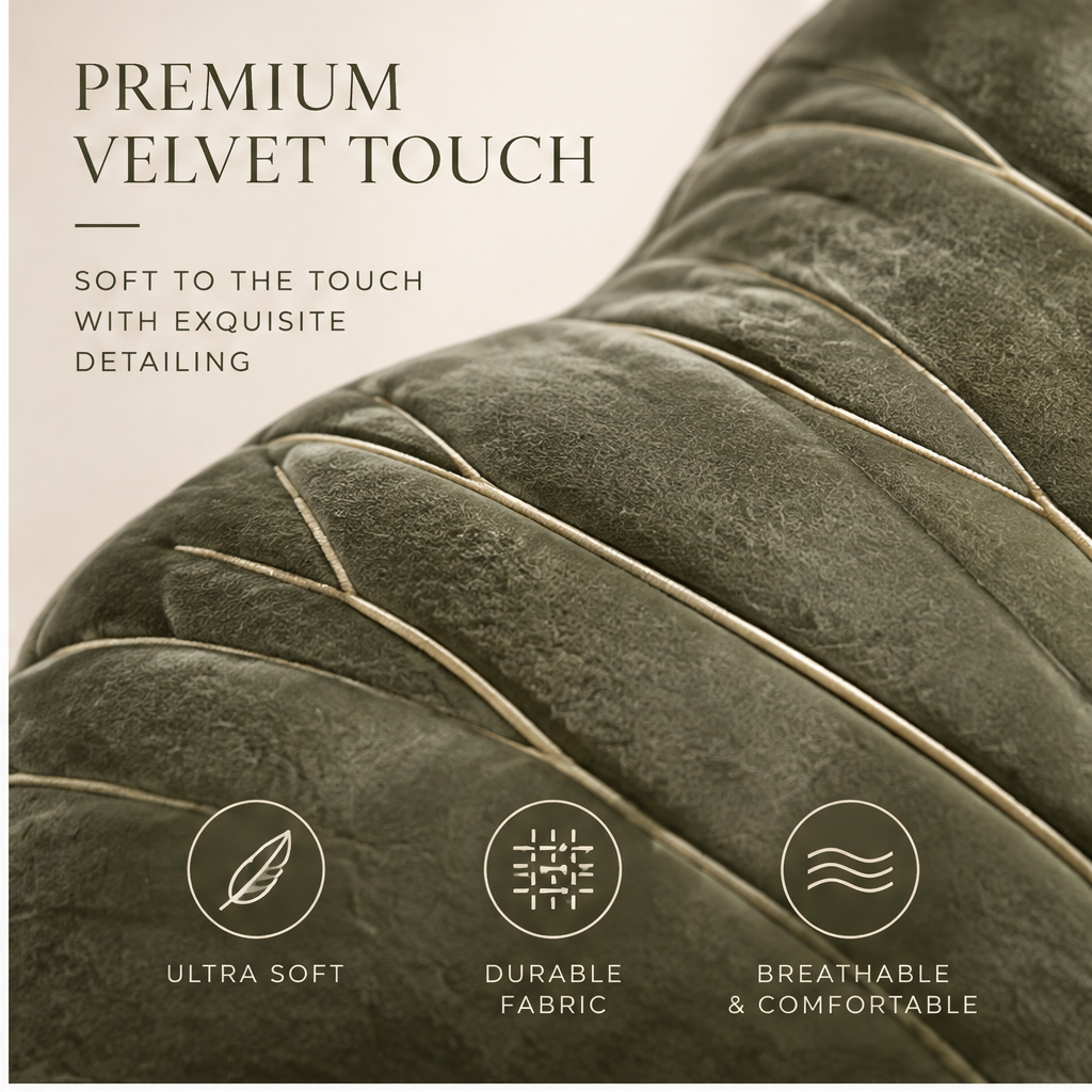 FLORAZN Ginkgo Leaf Shaped Velvet Pillow