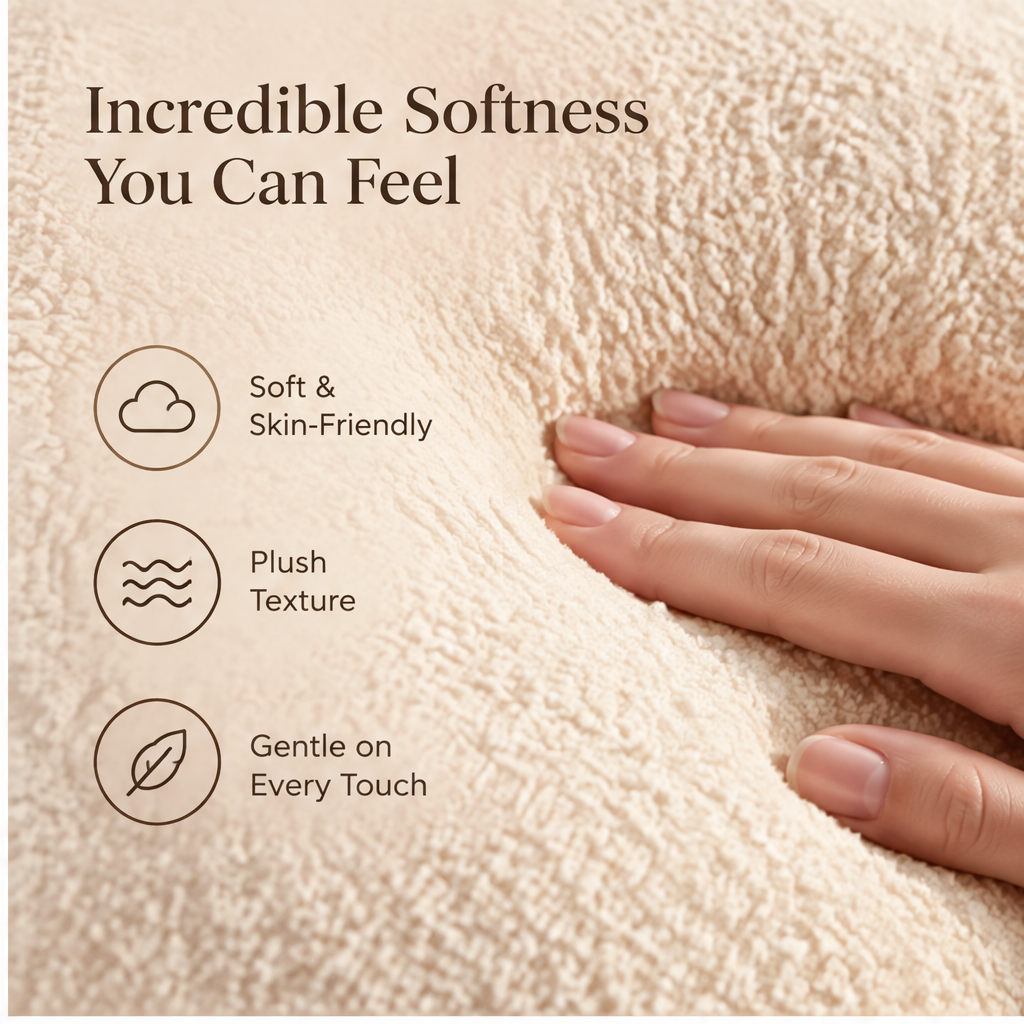 FLORAZN Soft Plush Moon Shaped Cushion