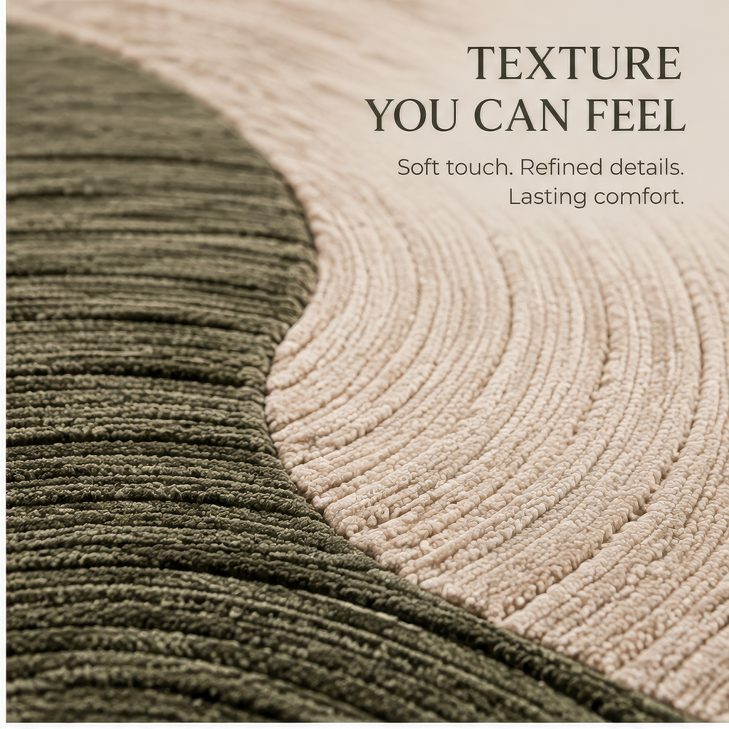 FLORAZN Textured Round Yin-Yang Area Rug