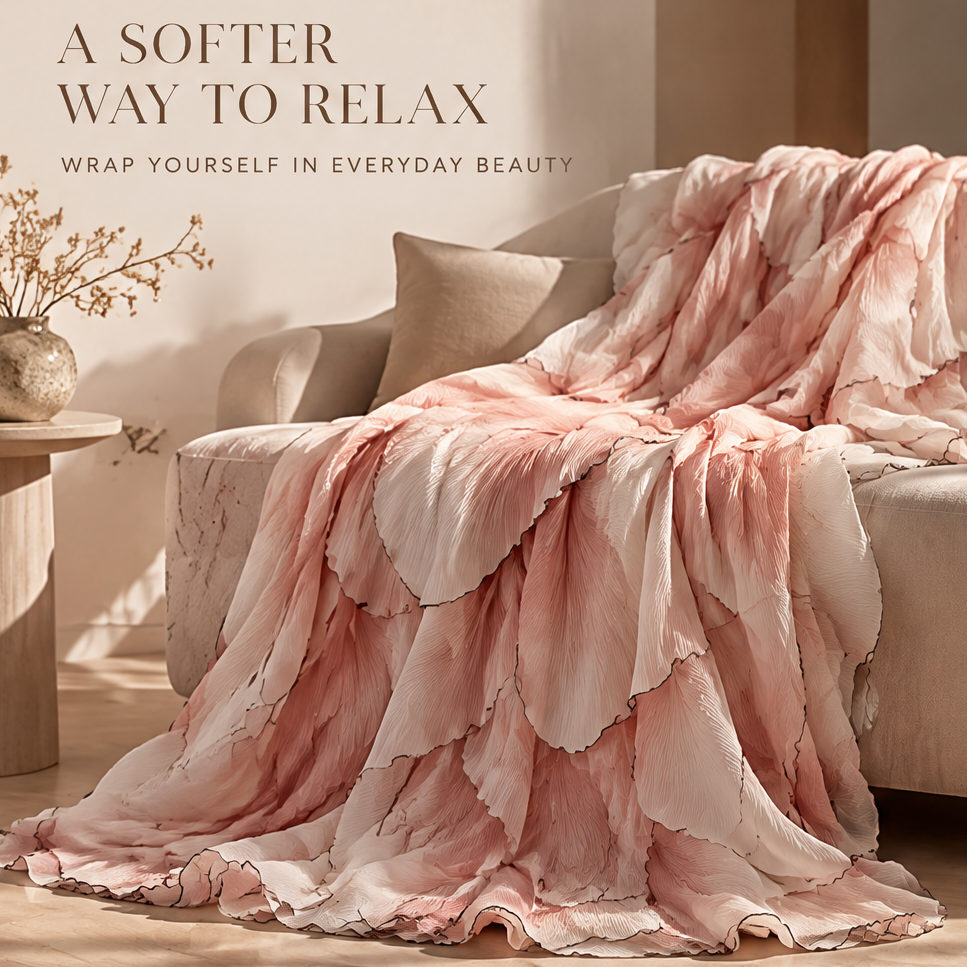 FLORAZN Lightweight Pleated Throw Blanket