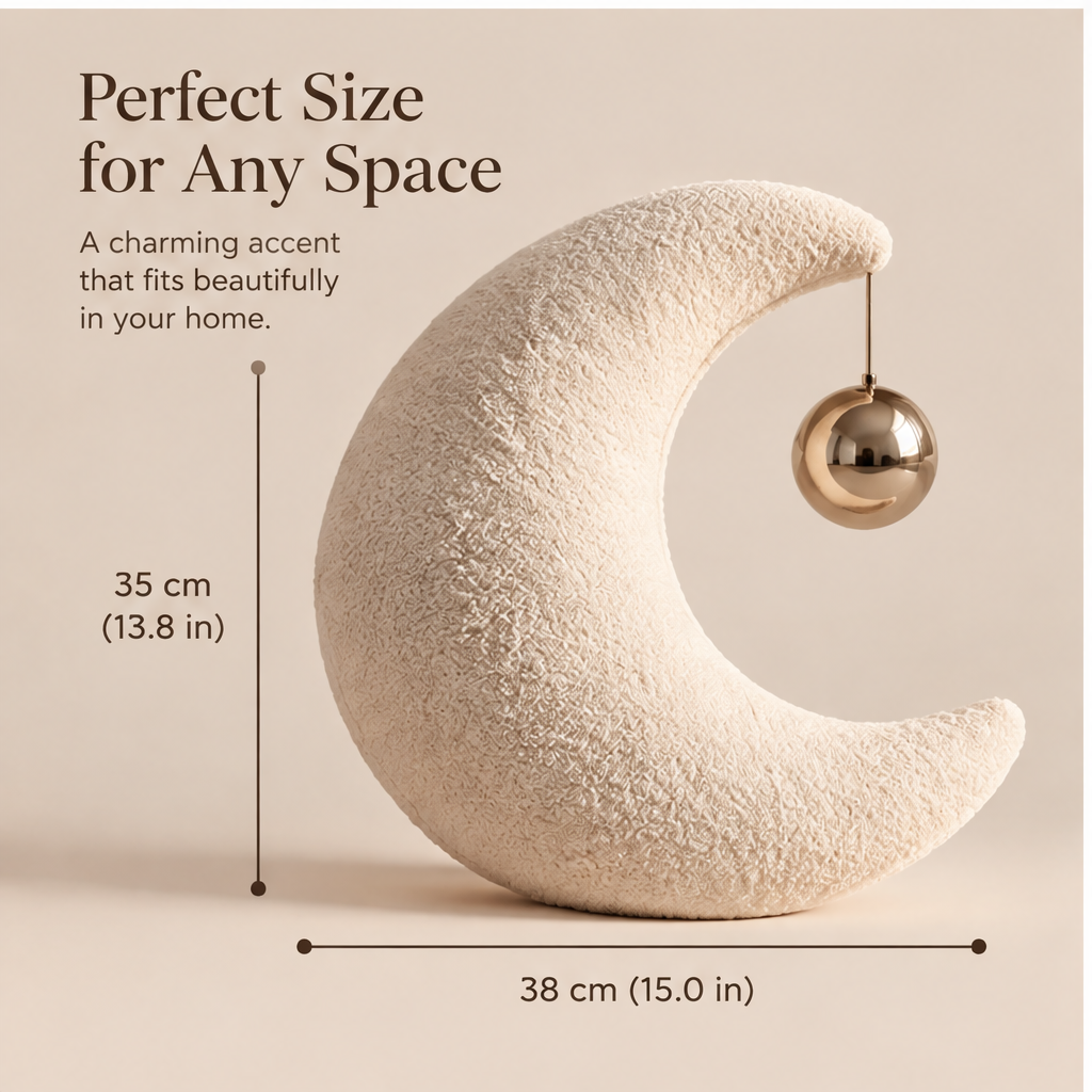 FLORAZN Soft Plush Moon Shaped Cushion