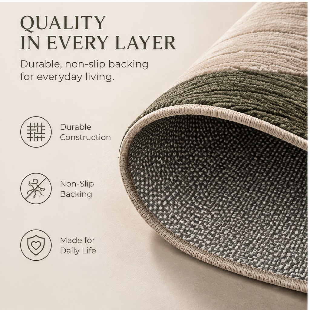 FLORAZN Textured Round Yin-Yang Area Rug