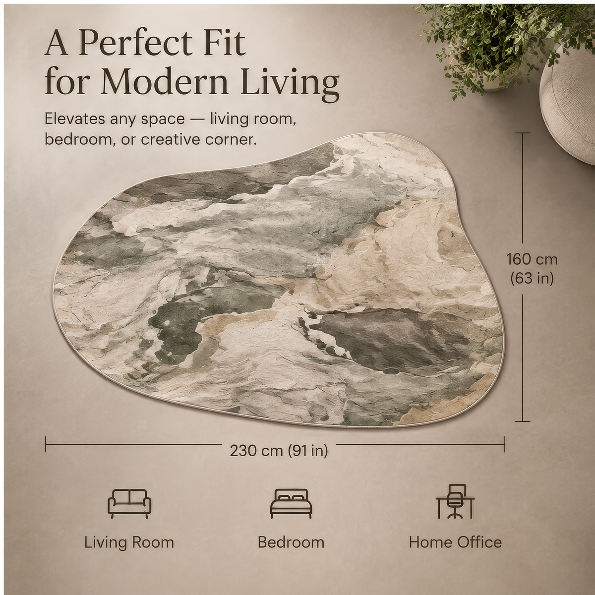 FLORAZN Sculptural Natural Area Rug