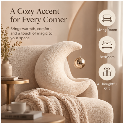 FLORAZN Soft Plush Moon Shaped Cushion