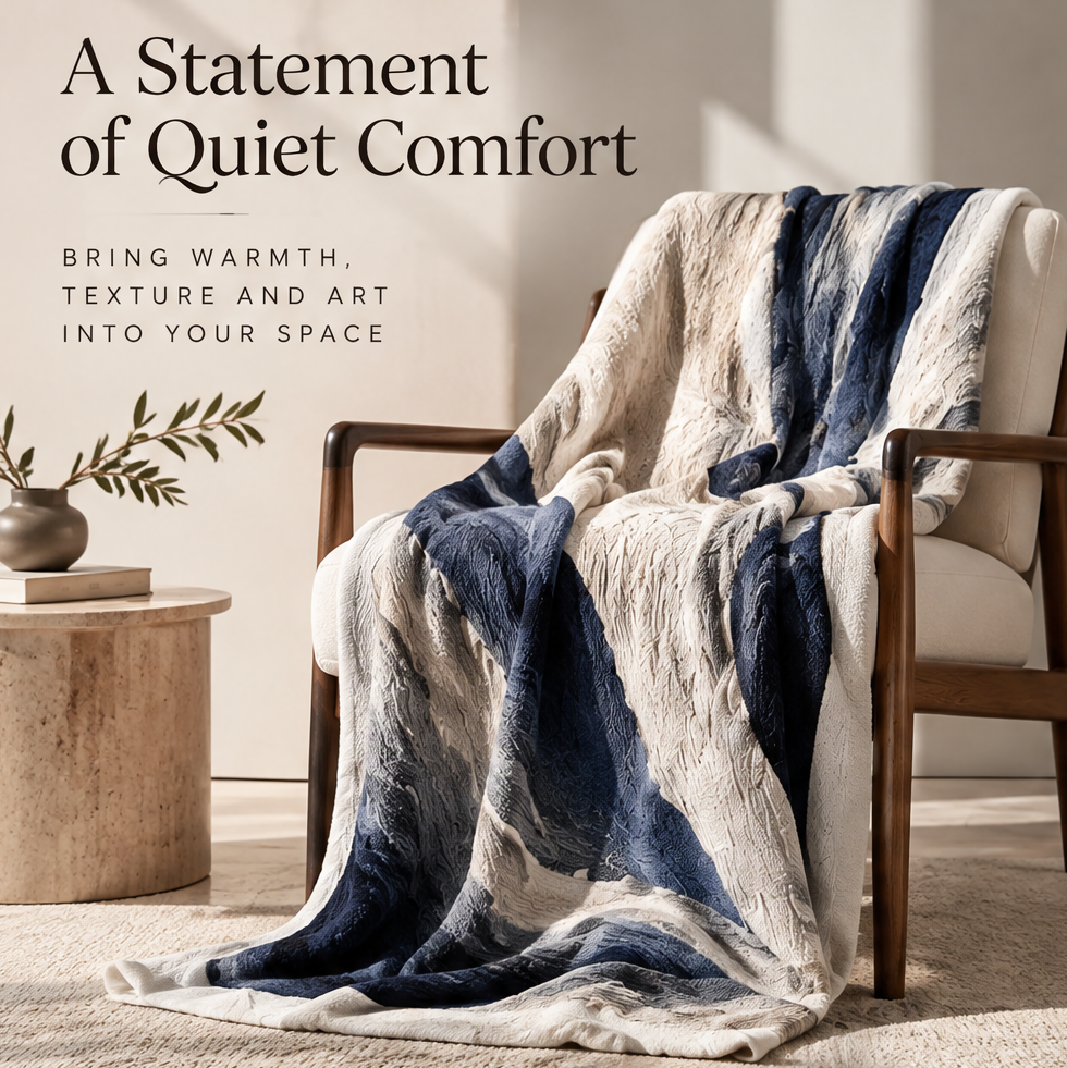 FLORAZN Artful Textured Throw Blanket