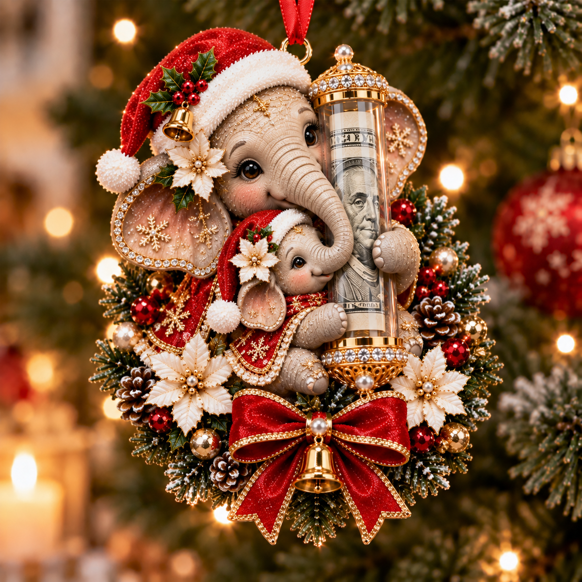 🎁Christmas Cute Animal Cash Gift Ornament 🍈– Holiday Tree Decoration🎄💵