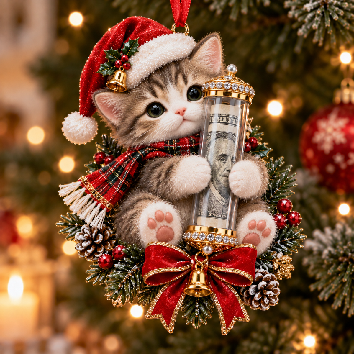 🎁Christmas Cute Animal Cash Gift Ornament 🍈– Holiday Tree Decoration🎄💵