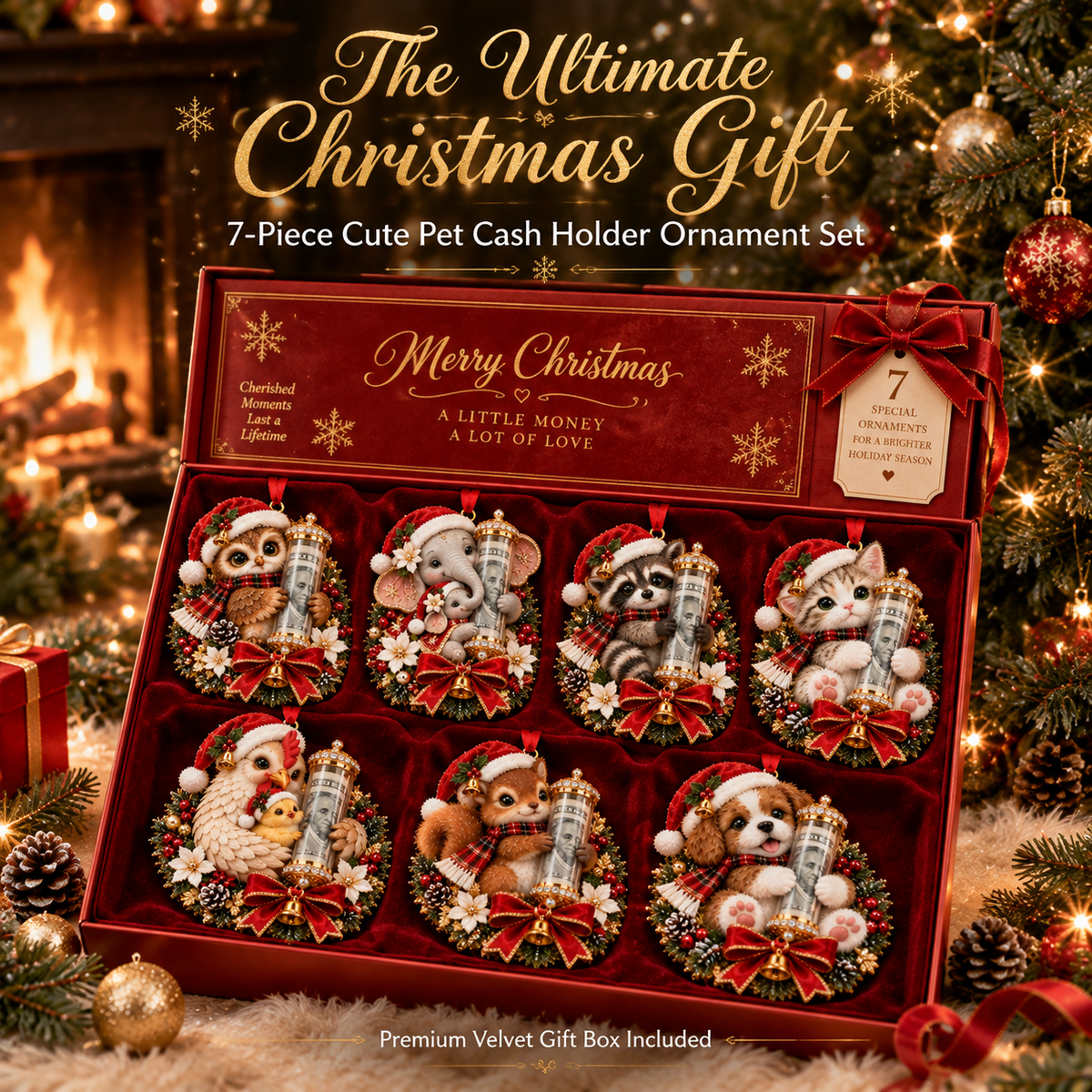 🎁Christmas Cute Animal Cash Gift Ornament 🍈– Holiday Tree Decoration🎄💵