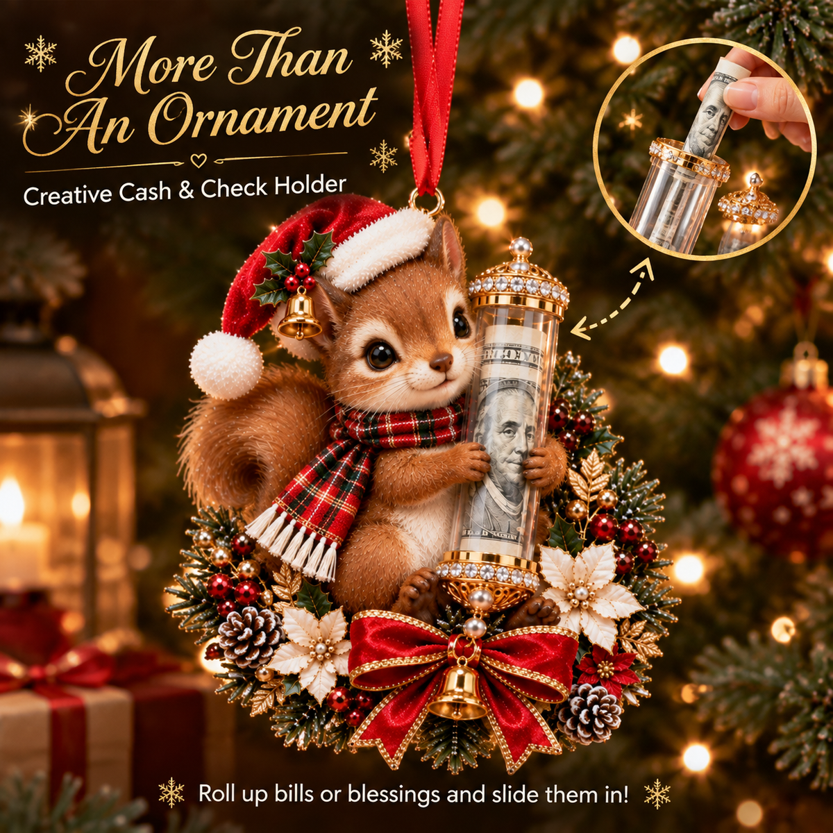 🎁Christmas Cute Animal Cash Gift Ornament 🍈– Holiday Tree Decoration🎄💵