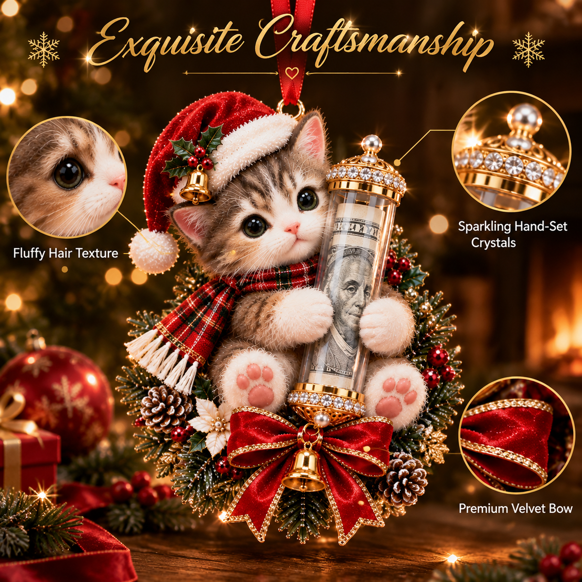 🎁Christmas Cute Animal Cash Gift Ornament 🍈– Holiday Tree Decoration🎄💵